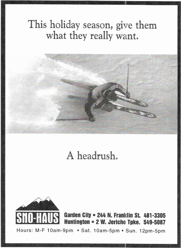 Sno Haus retail newspaper ad