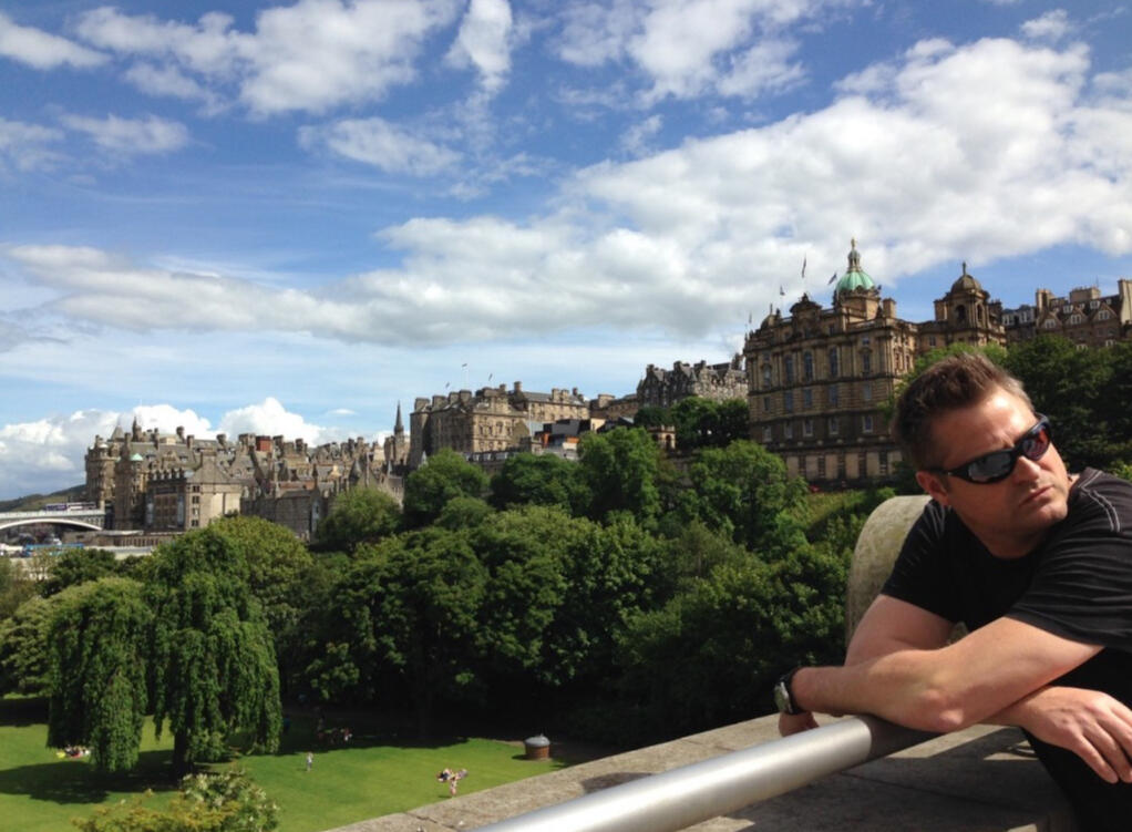 Enjoying a sunny day in Edinburgh, Scotland.