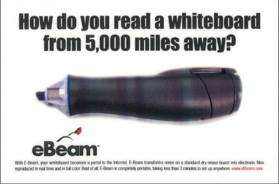 eBeam Electronic Whiteboards trade show booth projection screens